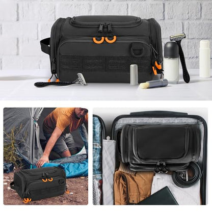 Tactical Toiletry Bag for Men, Hanging Hygiene Bag, Travel Dopp Kit - color: Black