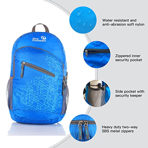 Outlander Packable Handy Lightweight Travel Hiking Backpack Daypack-Light Blue - color: Light Blue, size: 20L