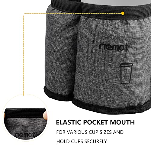 riemot Luggage Travel Cup Holder Free Hand Water Bottle Carrier Grey - color: No Hook & Loop: Grey