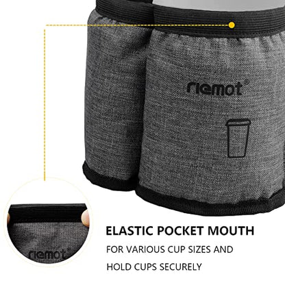 riemot Luggage Travel Cup Holder Free Hand Water Bottle Carrier Grey - color: No Hook & Loop: Grey