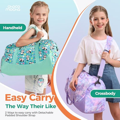 Choco Mocha Kids Duffle Bag, Girls Purple Overnight Travel Bags for Kid with Shoes Compartment, Large Weekender Bag for Sleepover, Gradient - color: Gradient Purple