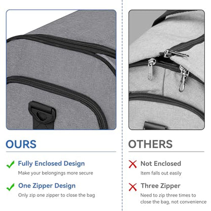 Carry on Garment Bag for Travel, Bukere Convertible Travel Duffel Suit with Shoe Compartment, Detachable Shoulder Strap, 2 in 1 Weekender Men Women - color: Grey