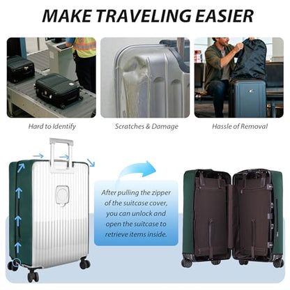Transparent PVC Suitcase Cover, No Disassembly Required Clear Luggage Protector Suitcase Cover - color: Geen, size: 22
