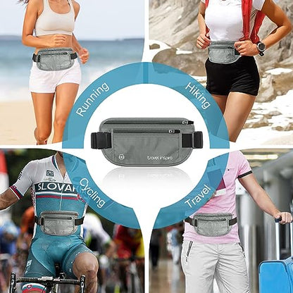 Money Belt Travel Fancy Pack with Slim Anti-Theft RFID Blocking - color: Gray