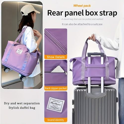 360° Spinner Wheel Duffel Bag, Violet - color: violet