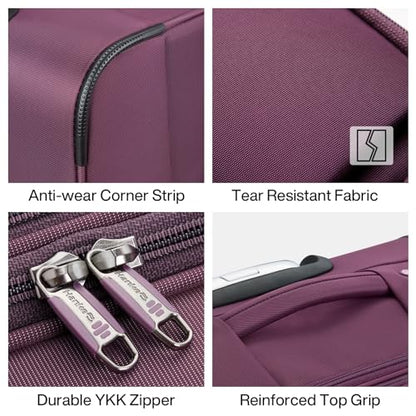 Hanke Carry On Luggage 22x14x9 Airline Approved with Garment Compartment - color: Purple, size: 20 Inch Carry on