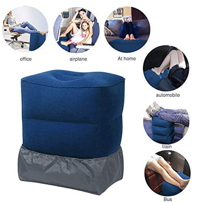 Inflatable Foot Rest Pillow Airplane Travel Kids Blue (2 Pack) - color: Blue 2