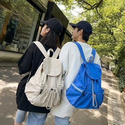 Yitengteng Lightweight Drawstring Backpack, Nylon Travel Daypack,Multi-Purpose Gym Hiking Rucksack for Women Men (Black) - color: Black