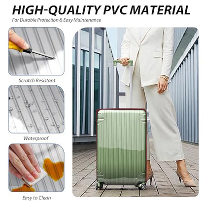Transparent PVC Suitcase Cover, No Disassembly Required Clear Luggage Protector Suitcase Cover - color: Red, size: 34