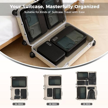 Compression Packing Cubes for Carry On Suitcase Backpack - color: black-3 set