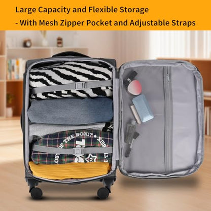 WireHot 3-Piece Softside Expandable Luggage Set, Gray, 20in/24in/28in - color: Grey