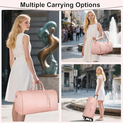 Ytonet Rolling Garment Bags for Travel, Convertible Carry On Garment Bag - color: Pink, style: Roller