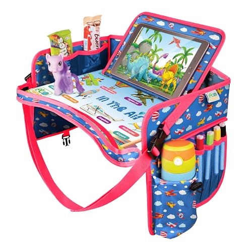 ECOFANTASY Kids Car Seat Travel Tray, Car Table & Lap Desk – Airplanes - color: AIRPLANE