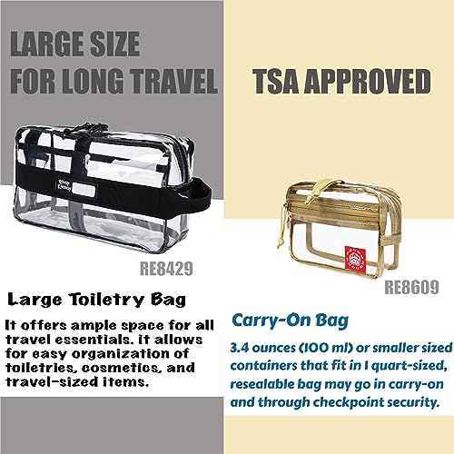 Rough Enough Clear Toiletry Bag, Large Cosmetic Organizer for Long Travel