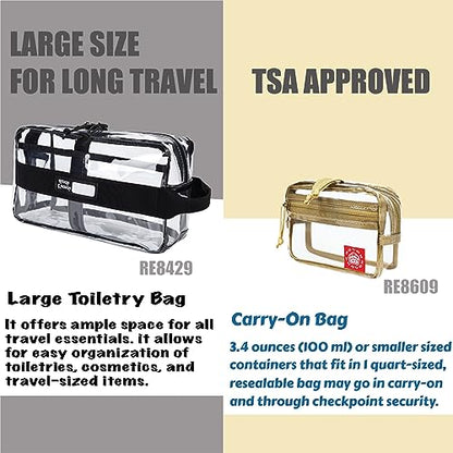 Rough Enough Clear Toiletry Bag, Large Cosmetic Organizer for Long Travel