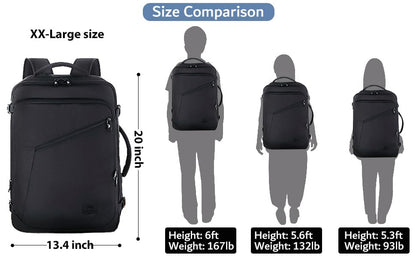 MATEIN 45L Travel Backpack, Expandable Large Carryon Backpack for Men Women - color: Black, size: XX-Large