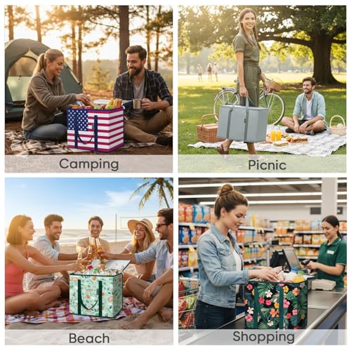 BALEINE Insulated Reusable Grocery Bags with Zippered Top, Large Cooler Bag - color: Urban Gray, size: 2 Pack