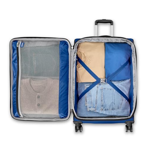 American Tourister 4 KIX 3.0 Checked-Large Softside Expandable Luggage with 4 Spinner Wheels, Sapphire Blue - color: Sapphire Blue, size: Large
