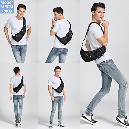 NICGID Sling Bag Chest Shoulder Backpack Crossbody Daypack for Men Women - color: Black-2854