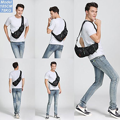 NICGID Sling Bag Chest Shoulder Backpack Crossbody Daypack for Men Women - color: Black-2854