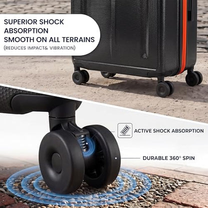 2 Piece Luggage Sets(20/26in) Wide Handle Hardshell Luggage - color: Black, size: 2-Piece Set (20"/26'')