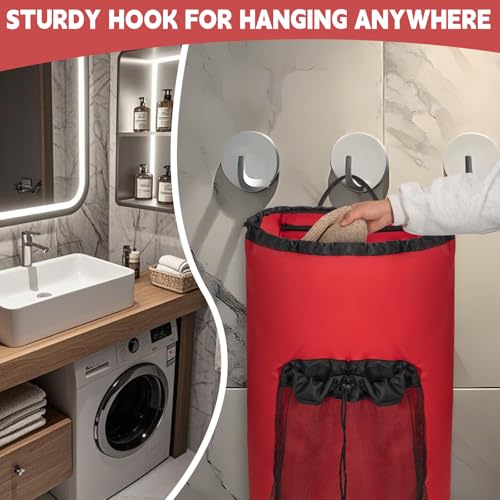 150L Laundry Bag Backpack with 3 Sizes Mesh Wash Bags and Shoulder Straps - color: Bright Red, size: 150L