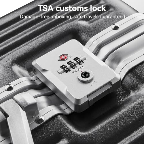 24 Inch Aluminum Frame Luggage with Front Pocket, Graphite - color: Graphite, size: 24 Inch