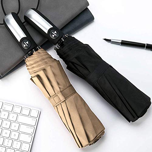 Umbrella Travel Umbrella with Teflon Coating, Automatic Umbrellas Anti UV Coating Folding Umbrellas - color: champagne