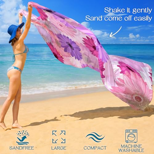Beach Blanket Waterproof Sandproof 78''X81''/78''X110'' Large Beach Towel - color: Daisy, size: 78''X110"