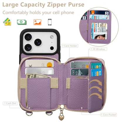 Lanyard Wallet Case for iPhone 18 Pro iPhone 17 Pro Purple - color: Purple, size: 6,3“ iPhone17/18 Pro