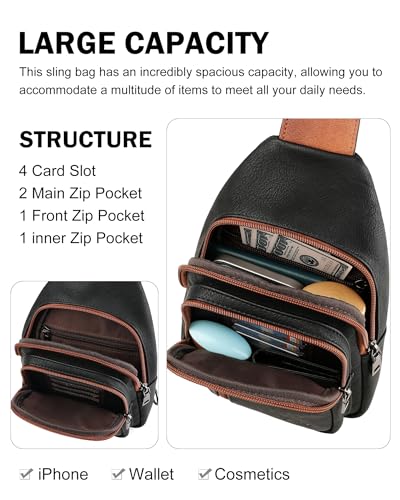 MASINTOR Sling Bag for Women, Crossbody Fanny Pack Sling Backpack, Brown - color: Black Brown