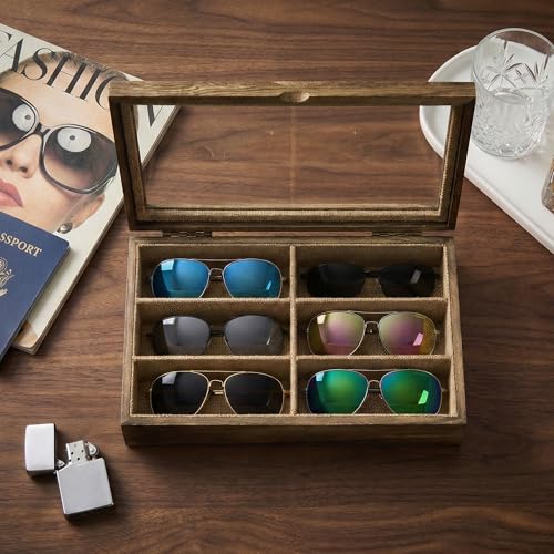 SRIWATANA Sunglasses Organizer, 6 Slots Eyeglass Holder, Carbonized Black - color: Carbonized Black