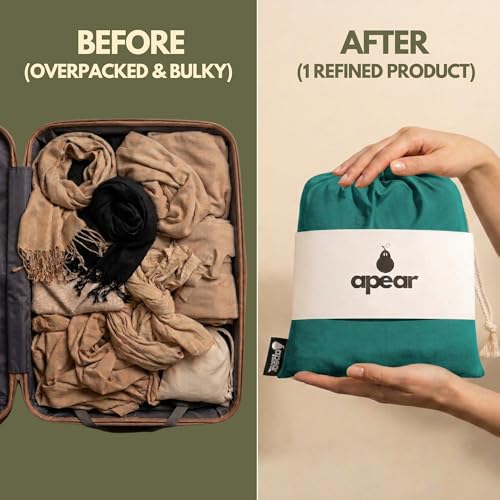 Apear 16-in-1 Soft Travel and Airplane Blanket with Bag Viscose from Bamboo - color: Teal/Black