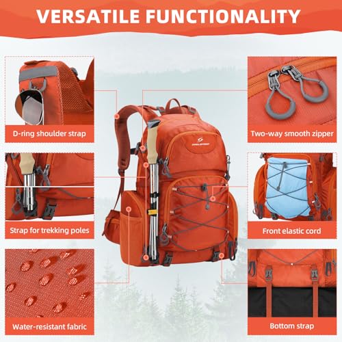 Maelstrom 40L Waterproof Hiking Backpack, Lightweight Travel Daypack - color: Orange