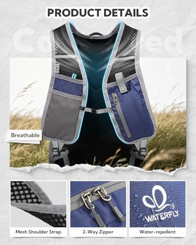 WATERFLY Packable Hiking Backpack, 20L Small Lightweight Foldable Daypack - color: Blue