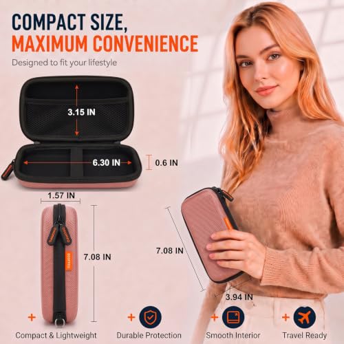 Small Hard EVA Carrying Case, Universal Electronic Zipper Case Pouch Bag - color: Cinnamon Rose