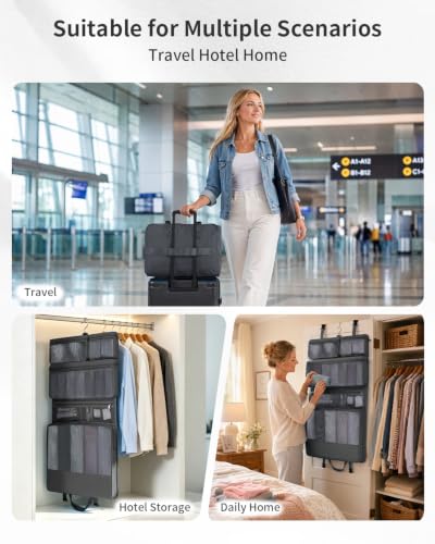 ECOHUB Hanging Travel Closet Portable Luggage Organizer Packing Bag,Grey - color: Grey