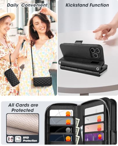 OCASE Crossbody Wallet Case for iPhone 18 Pro Max/ 17 Pro Max, Black Argyle - color: Black Argyle, size: iPhone 17 Pro Max/ iPhone 18 Pro Max