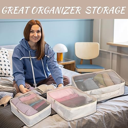 Silkfly 12 Pcs Packing Cubes for Travel,XL, L, M,Classic,Light Khaki - color: Light Khaki, size: XL, L, M, style: Classic