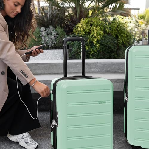 Travel Select Snowcreek Hardside Expandable Spinner Luggage Set w/USB Port, Mint, 3-Piece - color: Mint, size: 3 Piece Set