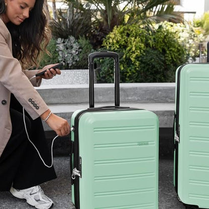 Travel Select Snowcreek Hardside Expandable Spinner Luggage Set w/USB Port, Mint, 3-Piece - color: Mint, size: 3 Piece Set
