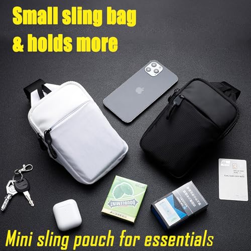 USHAKE Mini Sling Bag Crossbody, Small Chest Shoulder Bag Men Women - color: Grey Green