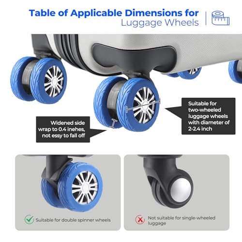 8Pcs Upgrade Luggage Wheel Covers, Travel Accessories (Blue) - color: Blue