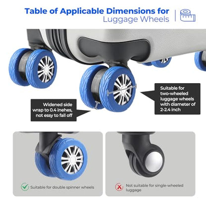 8Pcs Upgrade Luggage Wheel Covers, Travel Accessories (Blue) - color: Blue