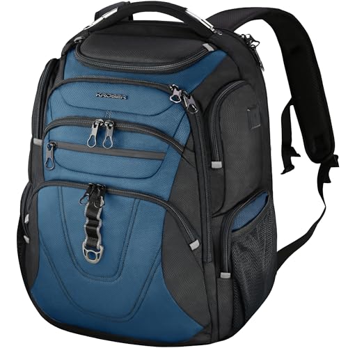 KROSER Travel Laptop Backpack 18.4 Inch XXXL Computer Backpack for Men - color: Black/Haze Blue, size: 18.4 inch