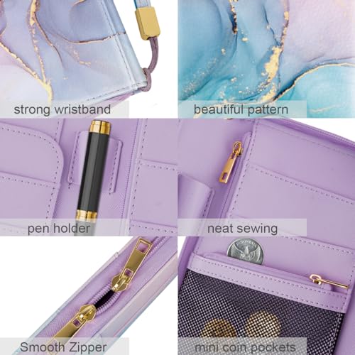 Family Passport Holder Wallet RFID Blocking Document Organizer - color: Gradient Marble