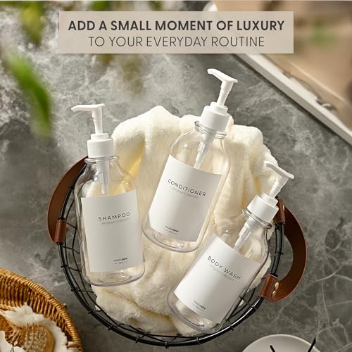 MaisoNovo Refillable Shampoo and Conditioner Bottles| Clear Set of 3 - color: Clear