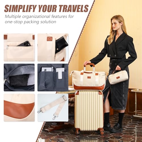 Cosbarn Carry On Luggage,3 Piece Luggage Set,22x14x9 Airline Approved - color: Beige