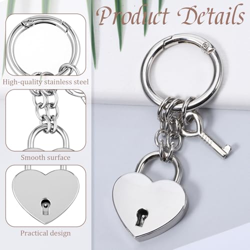 Heart Star Shaped Padlock Bag Charms with Key Mini Silver Heart Star Padlock Bag Keychain Small KeyChain for Women Mini Lock with Key for Handbag Fashion Accessories