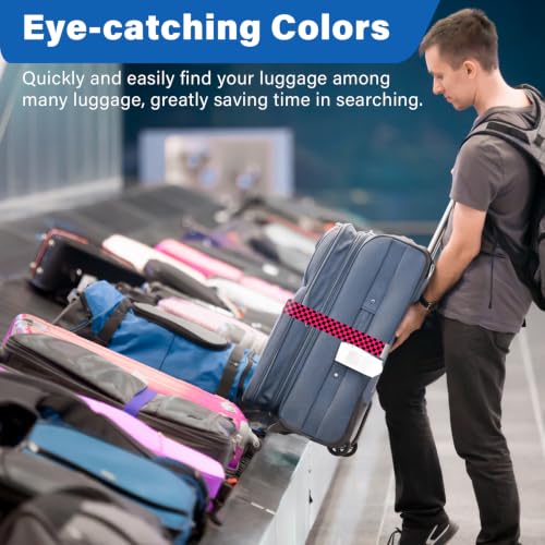 Luggage Straps for Suitcases, Travel Adjustable Belt with Quick Release Buckle, Heavy Duty Nylon Bag Packing Strap, Unique Bright Identifiers Business Travel Accessories (2 Pack) - Black Red - color: Black Red